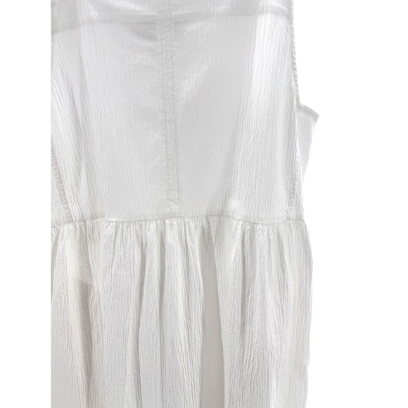 Everlane White Seersucker Midi Dress M Cotton‎ Sleeveless Resort Wear Vacation - Picture 5 of 9